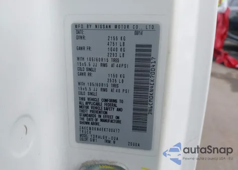 2014 Nissan Nv200 Sv из США, поврежденный, VIN 3N6CM0KN4EK700417